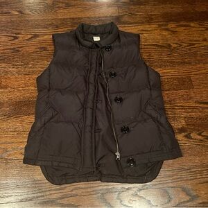 J. Crew Womens Full Zipper Button 80% Down Fill Puffer Vest Small Black Poly